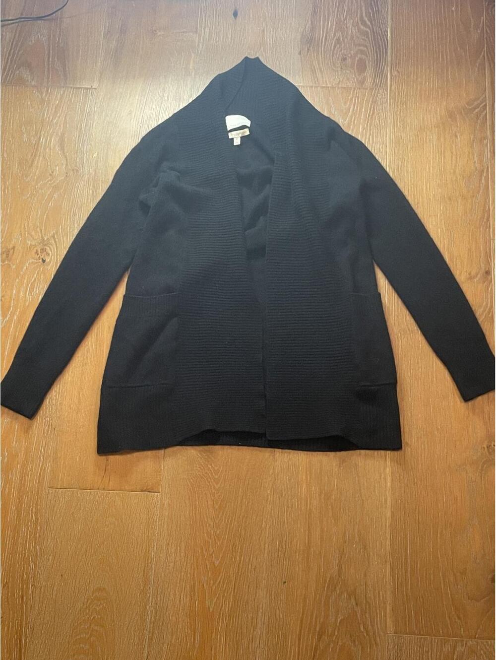 Cynthia Rowley Black 100% Cashmere Open Front Cardigan Sweater Medium